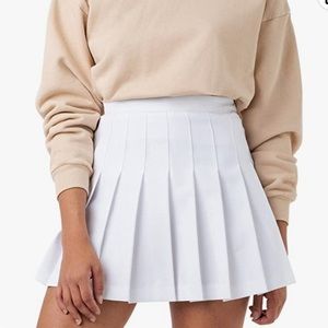 white pleaded tennis skirt